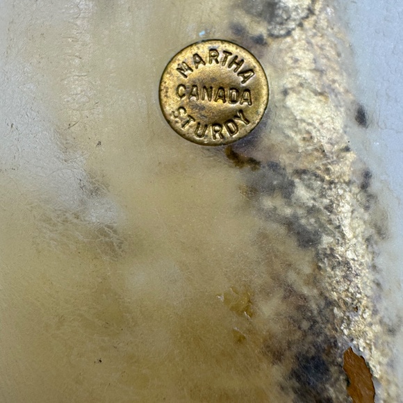 Martha Sturdy acrylic bowl with floating gold leaf in metal stand. Rare - Picture 10 of 11